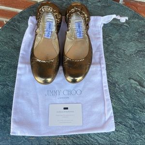Jimmy Choo Crushed Metallic Bronze Flats